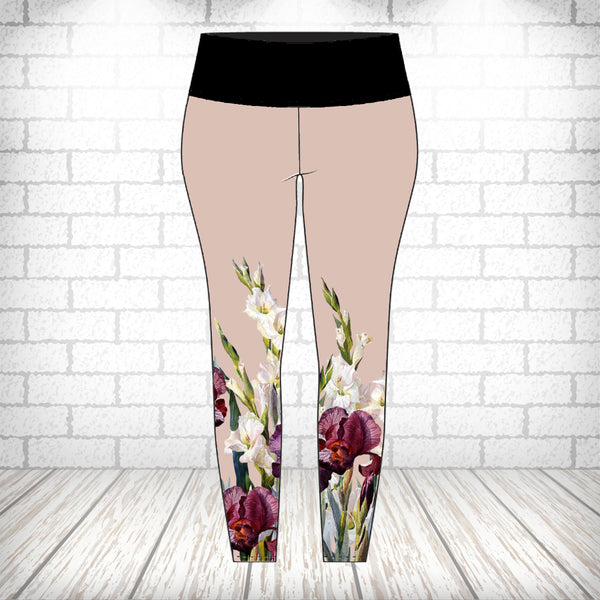 Fleurs au bas beige rose