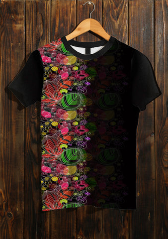 Floral fond noir Border print