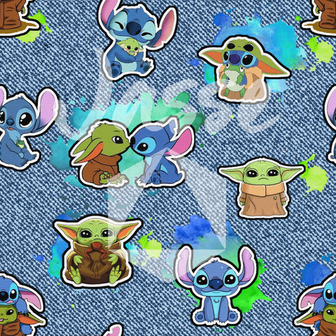 Baby stitch and baby yoda