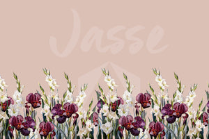 Fleurs au bas beige rose
