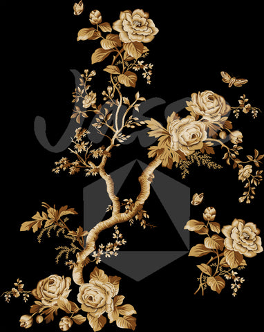 Fleurs beiges sur noir